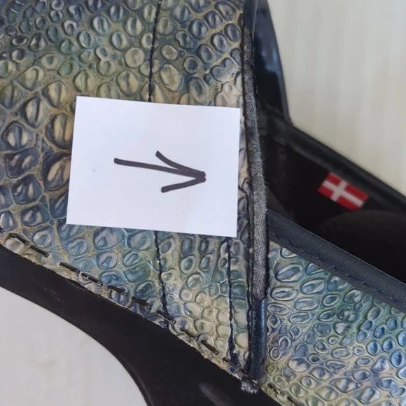 Sanita Reptile Embossed Leather Slip On Clogs EU 39 Blue Green - Picture 11 of 16